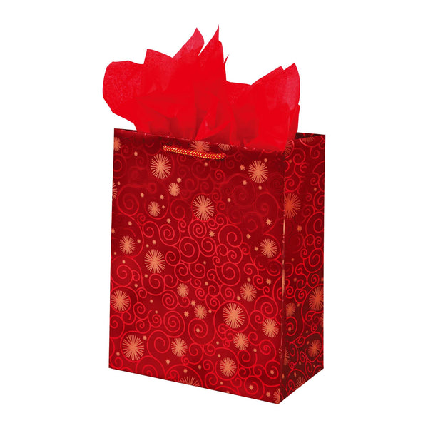Large Christmas Swirl Hot Stamp Kraft Bag, 4 Colors