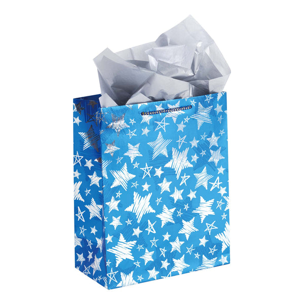 Large Christmas Stars Embossed Kraft Bag, 4 Colors