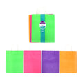 Large 6 Pack Bundled Neon, White Kraft Bag W/White Color Handle, 4 Colors