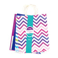 Large 6 Pack Bundled Chevron Design, White Kraft Bag W/White Color Handle, 2Designs+2 Colors