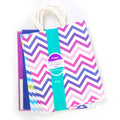 Large 6 Pack Bundled Chevron Design, White Kraft Bag W/White Color Handle, 2Designs+2 Colors