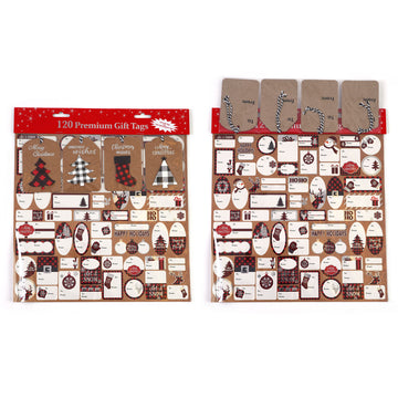 120Ct Christmas Kraft Pop Layer With Hot Stamping And Self-Stick Gift Tags With Hot Stamping