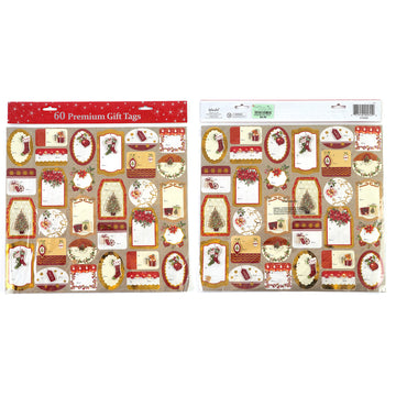 60Ct Christmas Traditional Pop Layer With Hot Stamping Gift Tags
