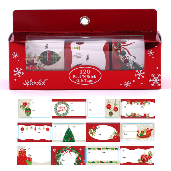 120Ct Christmas Traditional Gift Tags With Hot Stamping