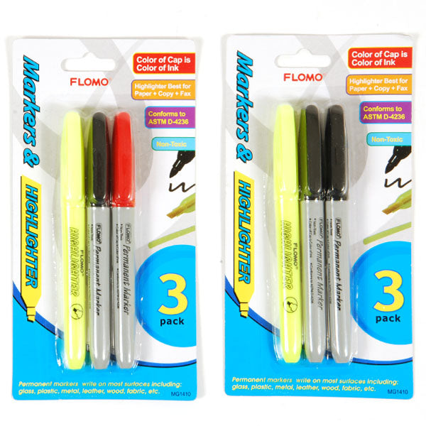 3Pc Marker And Highlighter Multi-Pack, 2 Assortments