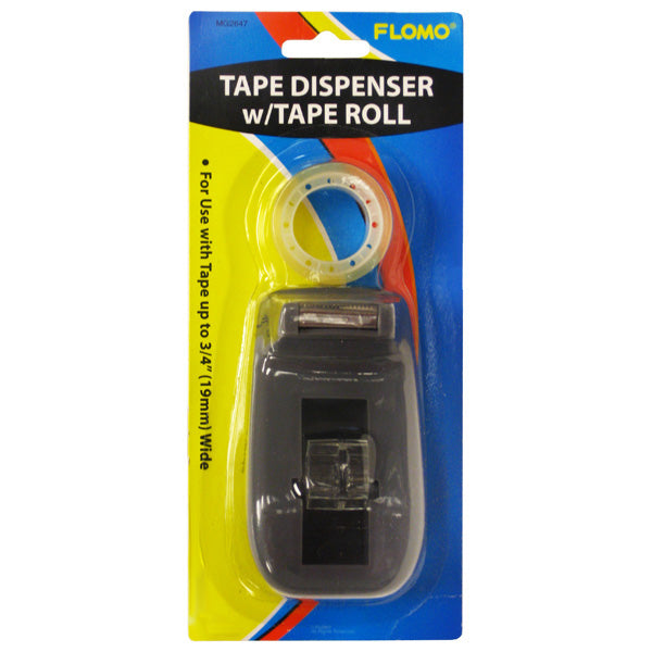 Tape Dispenser W/Tape Roll, 3 Colors