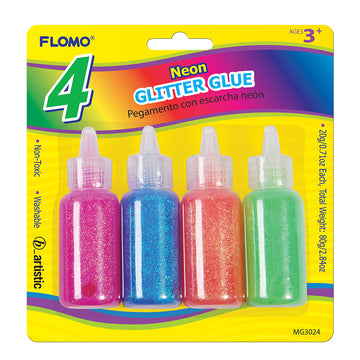 4Ct Neon Glitter Glue