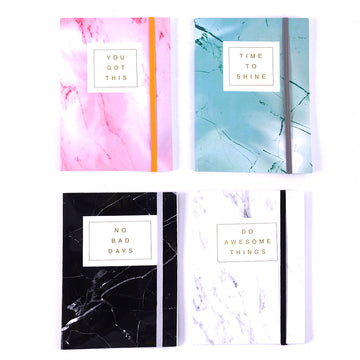 80 Sheets Hot Stamp Journal With Elastic Enclosure, 7" X 5" X .25", 4 Designs
