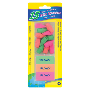 15Pc Neon Eco Eraser