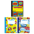 100 Sheets Wide Ruled Composition Book, Comic Book Typography, 9.75" X 7.5", 3 Designs