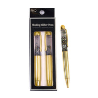 2Pk Metal Pen With Floating Glitter, Medium Point, Black Ink