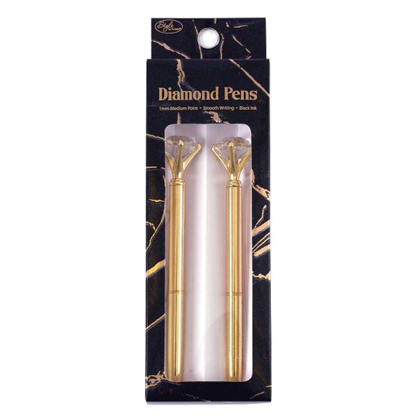 2Pk Metal Pen With Diamond, Medium Point, Black Ink