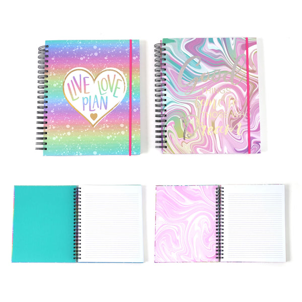 120sht/240pge Megaspiral Hard Cover H/stamp Notebk, Marble/heart 11.25"L X 9.25"W, 2 Designs (12/12)