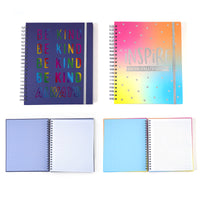 120Sht/240Pge Mega Spiral Hard Cvr H/Stamp Notebook,Be Kind-Inspire, 11.25"X9.25", 2 Design