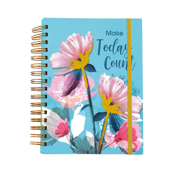 160 Sht 1" Heavy Brass Spiral College Rule Floral Hotstamp Journal,8.5"X6.25",2 Designs