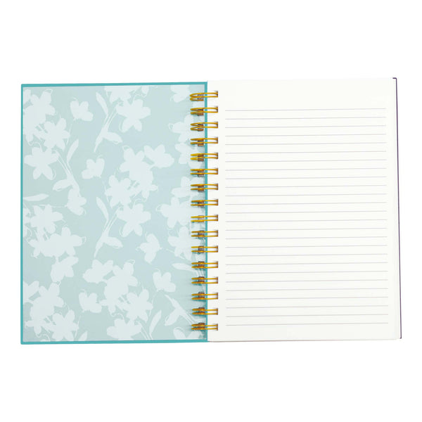160 Sht 1" Heavy Brass Spiral College Rule Floral Hotstamp Journal,8.5"X6.25",2 Designs