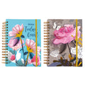 160 Sht 1" Heavy Brass Spiral College Rule Floral Hotstamp Journal,8.5"X6.25",2 Designs