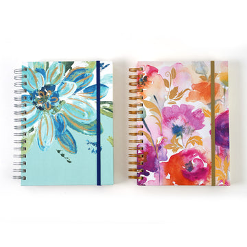 160 Sheet Hard Cover Jumbo Journal Light Floral, Hot Stamp, 8.5X6.25", 2 Designs