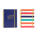 160 Sht 1" Heavy Brass Spiral College Rule Solid Stripes Hotstamp Journal, 8.5"X6.25",2Designs