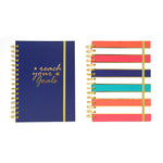 160 Sht 1" Heavy Brass Spiral College Rule Solid Stripes Hotstamp Journal, 8.5"X6.25",2Designs