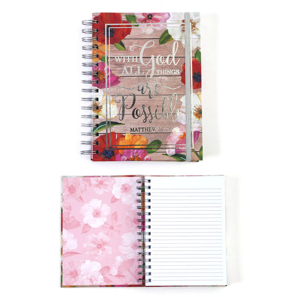 160 Sht Jumbo Spiral Religious Woodgrain Faith Hotstamp Journal, 8.5"X6.25"