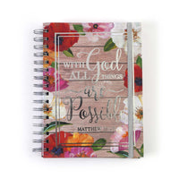 160 Sht Jumbo Spiral Religious Woodgrain Faith Hotstamp Journal, 8.5"X6.25"