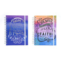 160 Sht 1" Heavy Brass Spiral College Rule Faith Splash Hotstamp Journal, 8.5"X6.25",2Designs