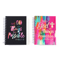 160 Sheet Jumbo Spiral Journal Religious Bold Faith, Hotstamp, 8.5"X6.25", 2 Designs