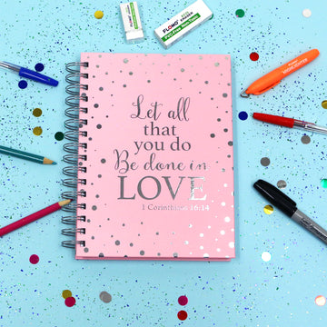 160 Sht Jumbo Spiral Pastel Inspired Thoughts Hotstamp Journal, 8.5"X6.25", 2 Designs