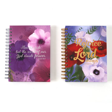 160 Sheet Hard Cover Jumbo Journal Religious Florals, Hot Stamp, 8.5"X 6.25", 2 Designs
