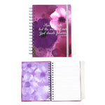 160 Sheet Hard Cover Jumbo Spiral Journal Religious Floral, Hot Stamp, 8.5"X 6.25"