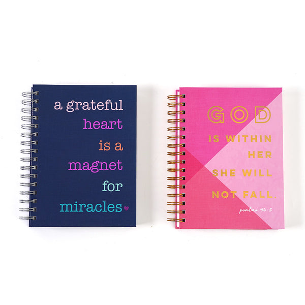 160 Sht Jumbo Spiral Religious Grateful Heart Hot Stamp Journal, 8.5"X6.25", 2 Designs
