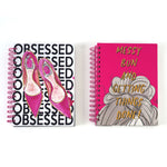 160 Sht Jumbo Spiral Obsessed Glamour Hot Stamp Journal, 8.5"X6.25", 2 Designs