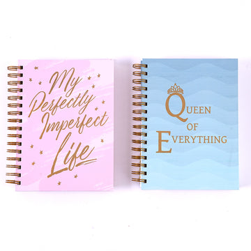 160 Sht Jumbo Spiral Queen Life Hot Stamp Journal, 8.5"X6.25", 2 Designs