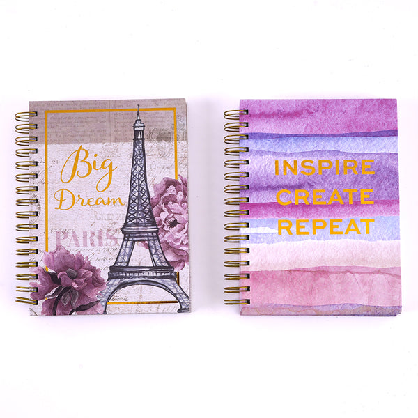 160 Sht Jumbo Spiral Inspired Dreams Hot Stamp Journal, 8.5"X6.25", 2 Designs