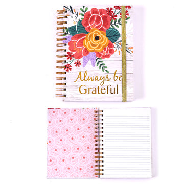 160 Sht Jumbo Spiral Hot Stamp Be Grateful Journal, 8.5"X6.25"