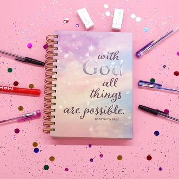 160 Sht Jumbo Spiral Religious Wishful Blessings Hot Stamp Journal, 8.5"X6.25", 2 Designs
