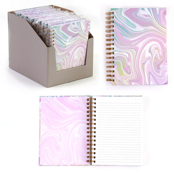 160Sht/320Pge Jumbo Spiral Swirl Pink Journal, 8.5"X6.25"