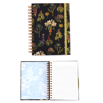 160 Sht Jumbo Spiral Hot Stamp Journal, Black Florals, 8.5"X6.25"