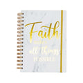 160 SHT JUMBO SPIRAL HOT STAMP JOURNAL FAITH MARBLE WOOD, 8.5"x6.25", 2 DESIGNS (6/24)
