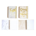 160 SHT JUMBO SPIRAL HOT STAMP JOURNAL FAITH MARBLE WOOD, 8.5"x6.25", 2 DESIGNS (6/24)