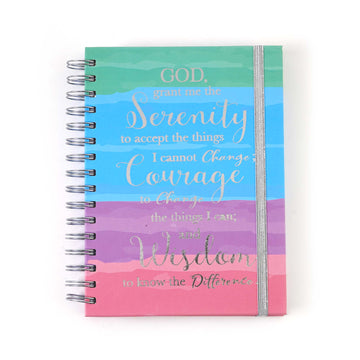 160Sht/320Pg Hot Stamp Spiral Journal, Serenity Prayer, 8.5"X6.25"