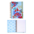 160Sht/320Pg  Hot Stamp Spiral Journal, Floral Blessing, 8.5"X6.25"