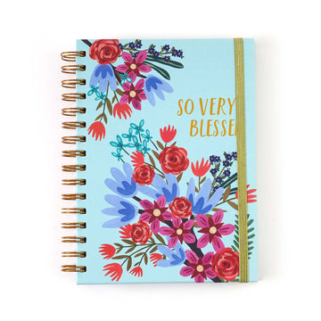 160Sht/320Pg  Hot Stamp Spiral Journal, Floral Blessing, 8.5"X6.25"