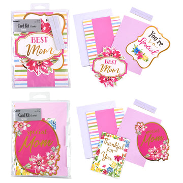 Mother'S Day-2Pc Set Diy Floral Card Kit With Hot Stamping,