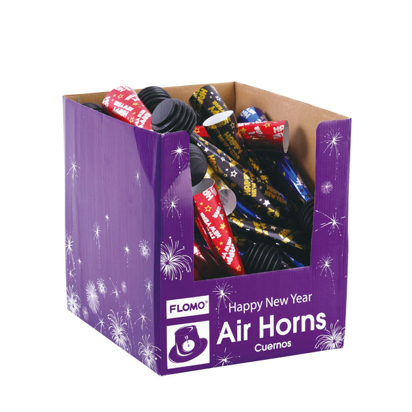 11" Foil New Year Air Horns In Pdq, 4 Colors