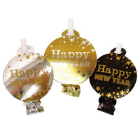 5.5" 6Pcs Hologram Printed New Year Blowouts, 2 Assortments