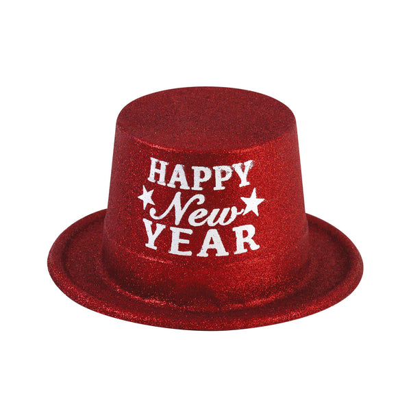 New Year Glitter Top Hat, 11.2" X 9.6" X 4.7", 4 Colors