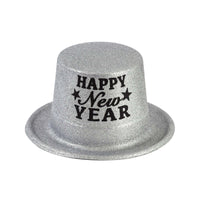 New Year Glitter Top Hat, 11.2" X 9.6" X 4.7", 4 Colors