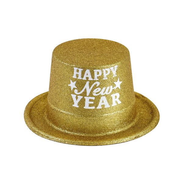 New Year Glitter Top Hat, 11.2" X 9.6" X 4.7", 4 Colors